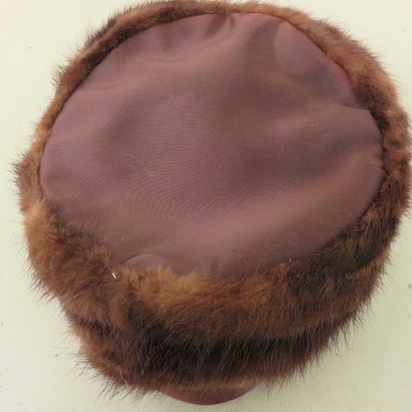 BROWN FUR VINTAGE PILL BOX STYLE HAT - Picture 5 of 5